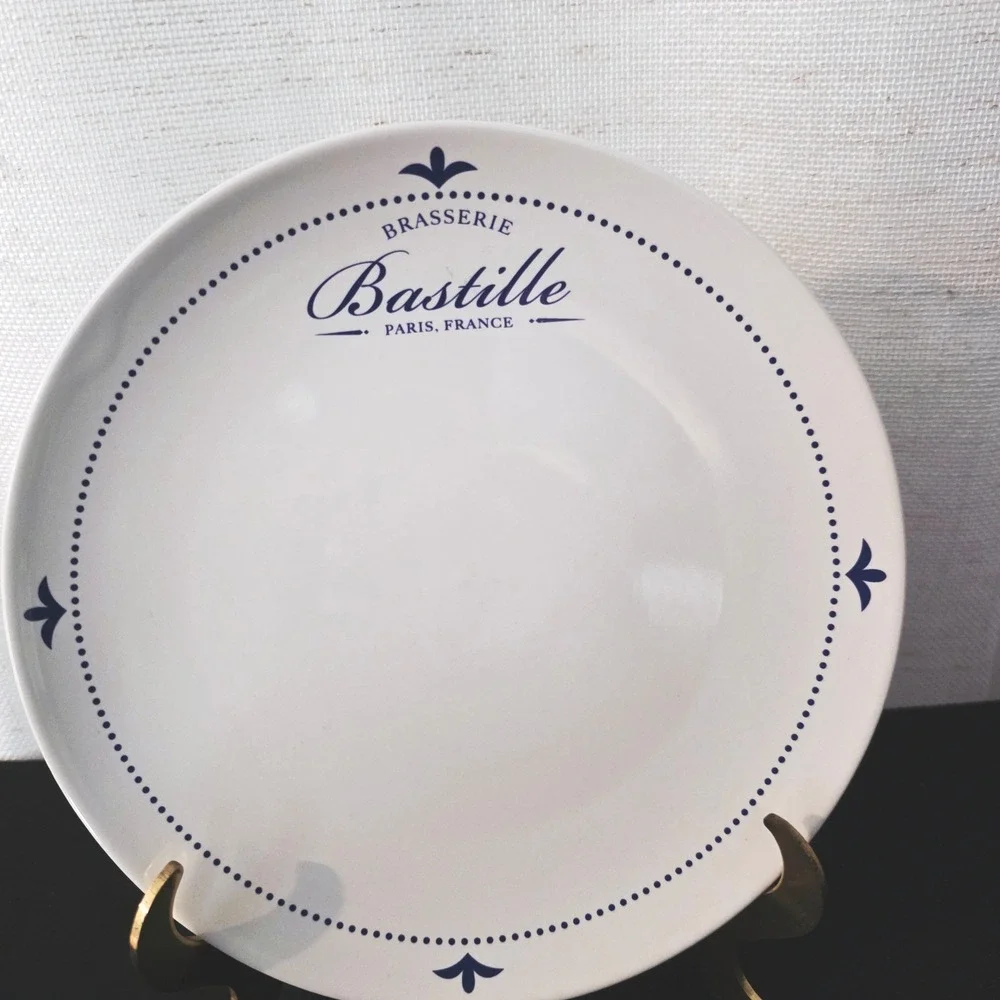 Sur La Table Brasserie Bastille Dinner Plate Paris France Blue White Stoneware